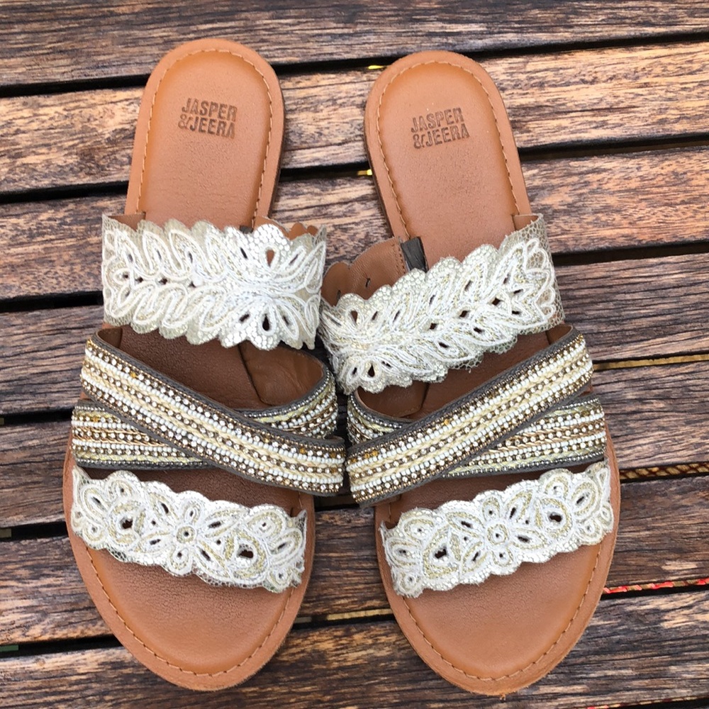 Anthropologie Metallic sandals